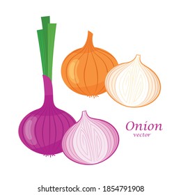 Cebollas, cortadas en mitad y dos colores