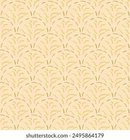 Scallop abstract seamless pattern. Beige lines repeat background. Vector hand drawn illustration.