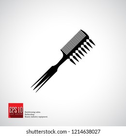 Scallop black isolated vector icon. Hairdresser, fashion salon and barber sign collection equipment.
