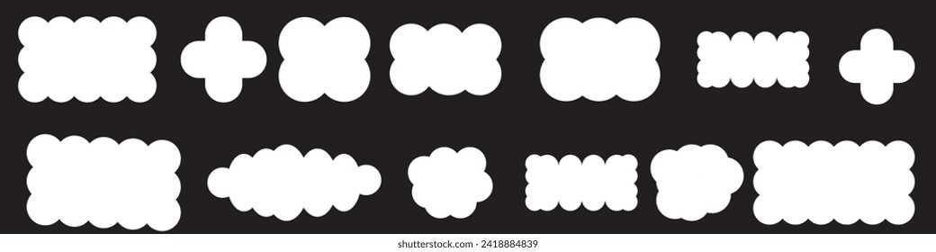 Scallop Circle Silhouette Shapes Icon Set	