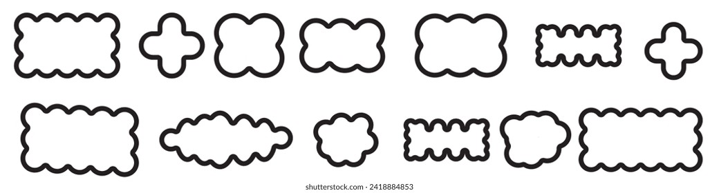 Scallop Circle Silhouette Shapes Icon Set	