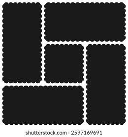 Scallop edge bento grid box layout. Rectangular content boxes with scalloped edges. Isolated on a white background.