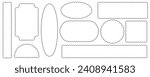 Scallop edge border and frame. Square circle and rectangle shape. Vector lace frill. Simple cute label. Outline decorative collection.