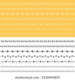 Scallop edge lace borders and dividers for frames or frill ribbons, vector fabric ornament. Scallop pattern laces and vintage floral border silhouettes for ornate lacework or trim decoration