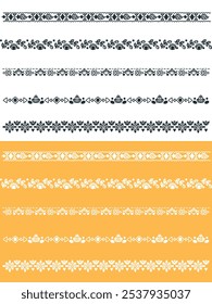 Scallop edge lace borders and dividers for frames or frill ribbons, vector fabric ornament. Scallop pattern laces and vintage floral border silhouettes for ornate lacework or trim decoration