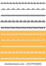 Scallop edge lace borders and dividers for frames or frill ribbons, vector fabric ornament. Scallop pattern laces and vintage floral border silhouettes for ornate lacework or trim decoration