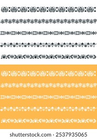 Scallop edge lace borders and dividers for frames or frill ribbons, vector fabric ornament. Scallop pattern laces and vintage floral border silhouettes for ornate lacework or trim decoration