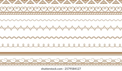 Scallop edge lace borders and dividers for frames or frill ribbons, vector ornament. Scallop pattern laces and vintage floral border silhouette for ornate lacework. Decorative seamless ornament border