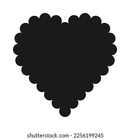 Scallop edge, love heart silhouette icon. A heart-shaped symbol with scalloped edges. Isolated on a white background.