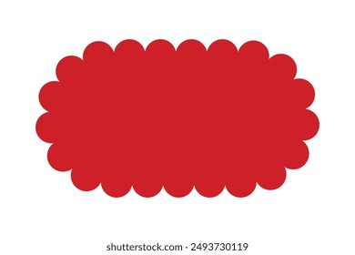 Scallop edge rounded rectangle red icon. A rectangular symbol with scalloped edges. Isolated on a white background. - Powered by Shutterstock - Get 15% off with code: PIKWIZARD15