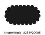 Scallop edge rounded rectangle shape icon. A rectangular silhouette symbol with scalloped edges. Isolated on a white background.