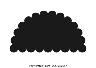 Scallop edge semicircle silhouette shape icon. A half-circle symbol with circular edges. Isolated on a white background.