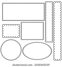Scallop edge square silhouette shape icon. A squared symbol with scalloped edges. Isolated on a white background. Vector illustration.