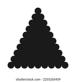 Scallop edge triangle silhouette shape icon. A triangular symbol with scalloped edges. Isolated on a white background.