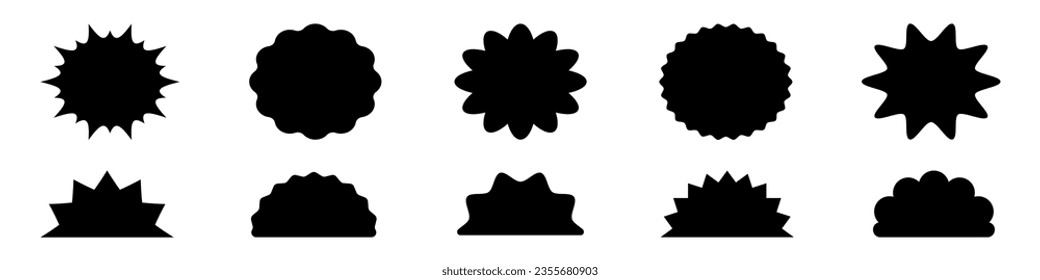 Scallop frame, badge, label vector icon set