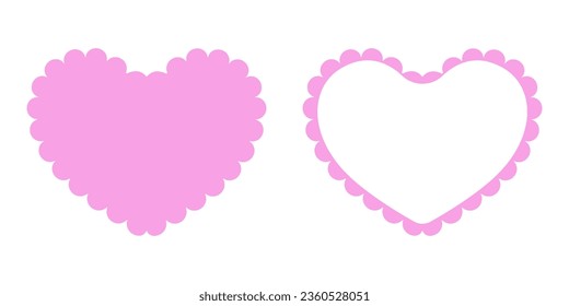 Scallop frame heart pink vector icon
