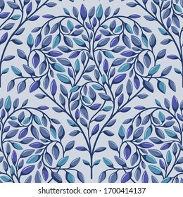 Rama de hoja de vieiras, patrón vectorial transparente