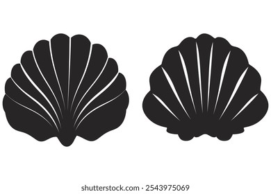 Scallop Line Icon Set Modern Flat Style Logo for Coastal and Marine Themes
