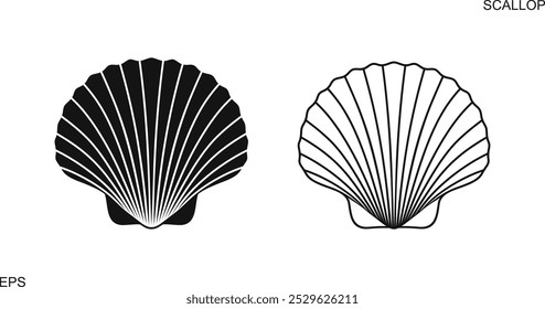 Logotipo Scallop. Vieira isolada sobre fundo branco