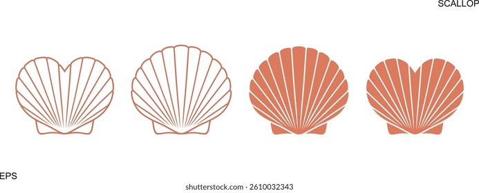 Scallop logo. Isolated scallop on white background