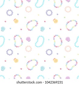 Scallop and mother-of-pearl in White or Clear background seamless pattern