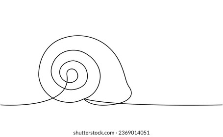 Scallop one line continuous drawing. Tropical underwater shell continuous one line illustration. Vector minimalist linear illustration.