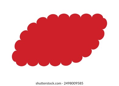 Scallop round corner rectangle red leaf. A rectangular shape with scalloped edges. Isolated on a white background.