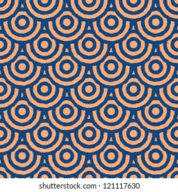Scallop scales pattern, seamless sketched freehand