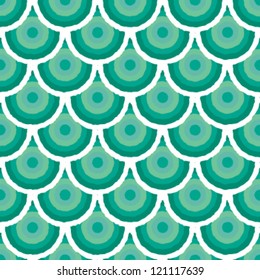Scallop scales pattern, seamless sketched freehand