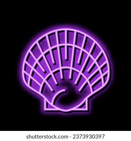 scallop sea shell beach neon light sign vector. scallop sea shell beach illustration