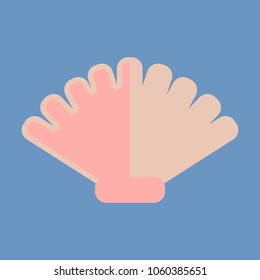 scallop sea shell, sketch style vector illustration isolated on background. Realistic hand drawing of saltwater scallop seashell, clam, conch