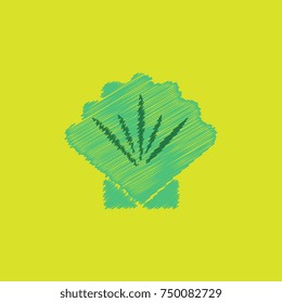 scallop sea shell, sketch style vector illustration in Hatching style