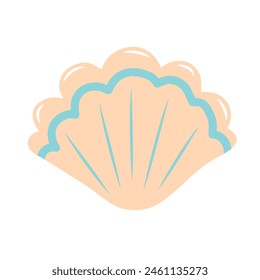 Scallop seashell. Flat vector illustration.