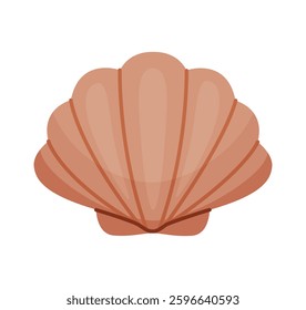 Scallop Seashell. Hand drawn trendy flat style isolated icon on a transparent background seashell. Vector illustration