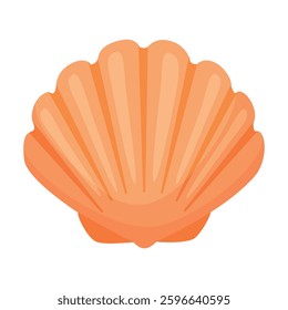 Scallop Seashell. Hand drawn trendy flat style isolated icon on a transparent background seashell. Vector illustration