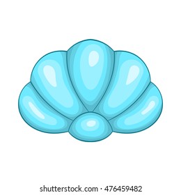 Scallop seashell icon in cartoon style on a white background