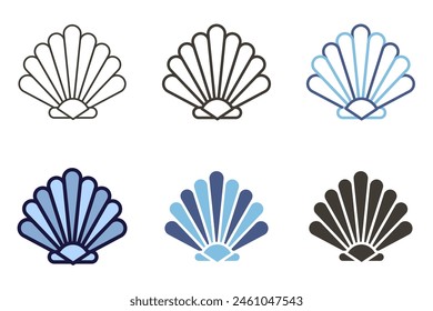 Icono de concha. Objeto de playa de mar que se encuentra comúnmente en el elemento gráfico de Vector de arena