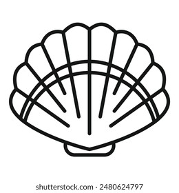 Icono de concha de vieira, estilo de línea simple