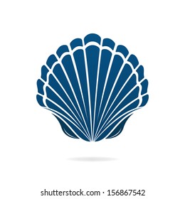 Scallop Seashell Of Mollusks Icon Sign Isolated Vector Illustration