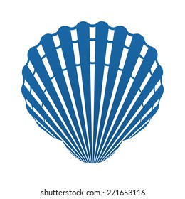 Scallop seashell of mollusks icon sign isolated vector illustration