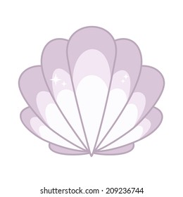 Scallop seashell on a white background . Vector
