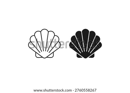 Scallop seashell or sea shell symbol for beach and nature