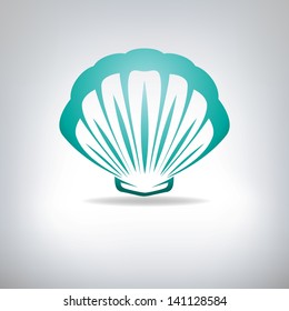 Scallop seashell. Vector.  