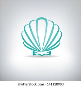 Scallop seashell. Vector.  