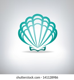 Scallop seashell. Vector.  