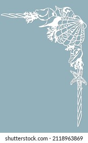 Scallop, shell, coral, in the form of a corner for decaration. Template for laser, plotter cutting, and screen printing. The pattern for the mirrors and panela...