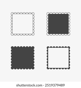 Scallop square frames, different type set. Vector illustration