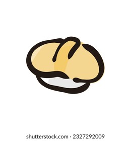 Scallop - Sushi Icon or Illustration. Color version of hand drawn lines.