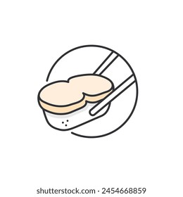 Scallop sushi illustration. Fresh sashimi grade japanese food. Asian meal temptation. 