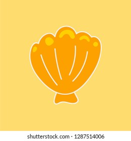 scallop vector. hand drawn icon. beach animal illustration. editable stroke.